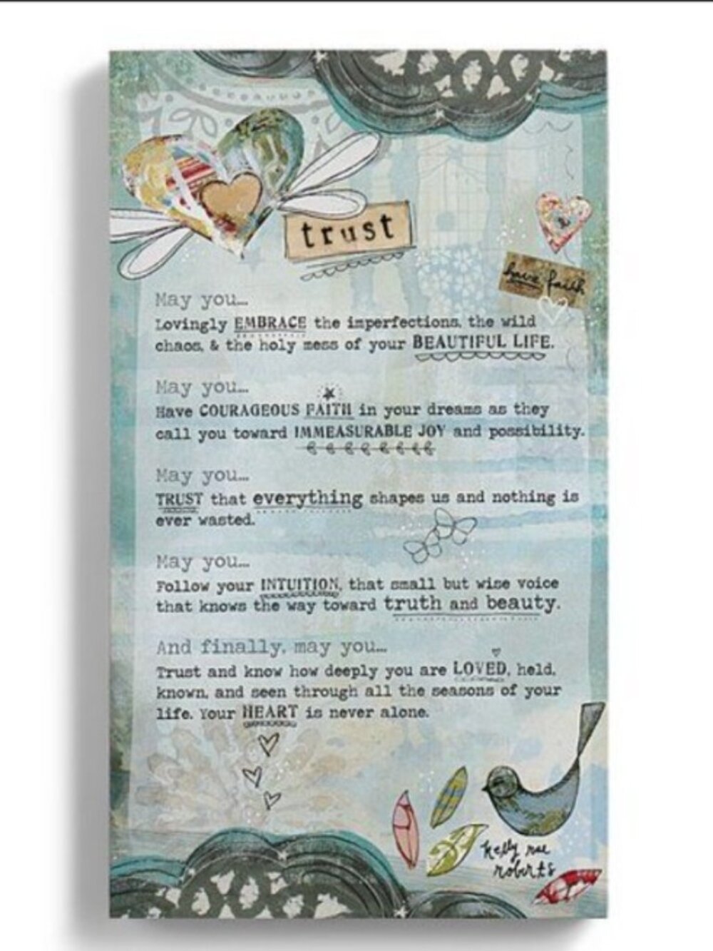 Trust Manifesto Canvas Wall Art By Kelly Rae Roberts 14" x 8" New